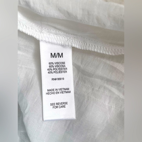 Cristina B Bright White Double Layer Sleeveless Tunic Blouse, Hi-Low Hem, Medium - Picture 8 of 9